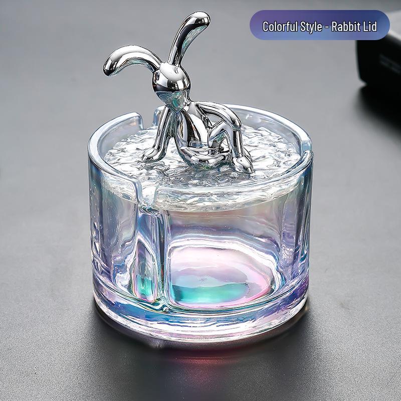 Large Glass Ashtray with Lid for Home, Office, Bar, or Restaurant
