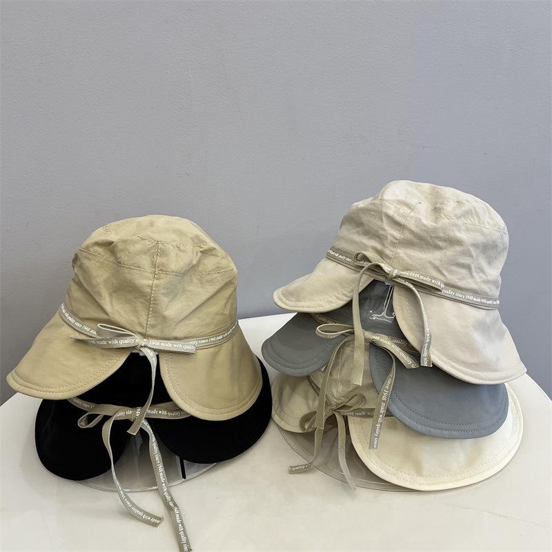 Korean Style Nylon Quick Dry Split Bucket Hat Women Spring Summer Literary Fresh UV Protection Travel Sun Cap
