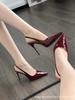 [Spot] Red Pointed High Heels for Women Who Are Not Tired In Summer, Sexy Royal Sister Patent Leather, Beautiful Bag Head Sandals for Women