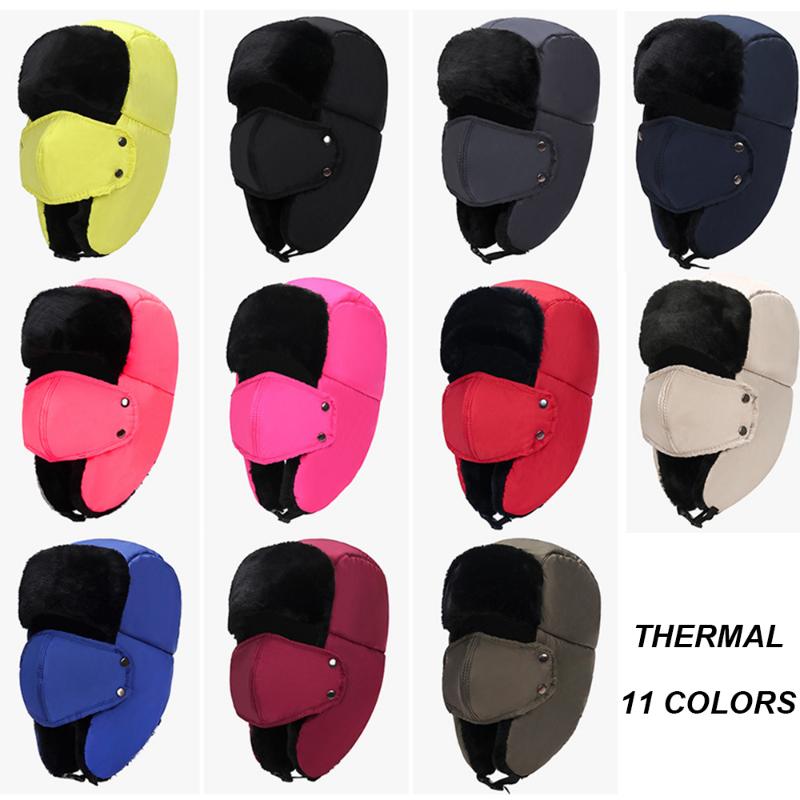 Unisex Winter Earflap Warm Russian Face Mask Ski Cap Outdoor Aviator Trapper Hat