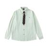 American Retro Preppy Striped Shirt With Fun Flower Patch Long Sleeve Loose Fit Couples