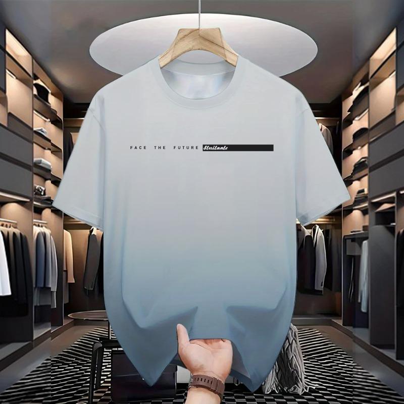 Summer men's casual loose fit large letter print round neck short sleeved T-shirt top High Street Unisex style