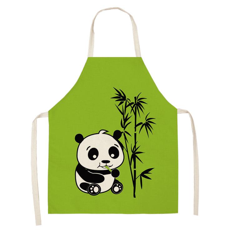 Cartoon Panda Multi-functional Linen Apron Dress Garden Children's Aprons for Woman Man Kids Pink Kitchen Baking Accessories