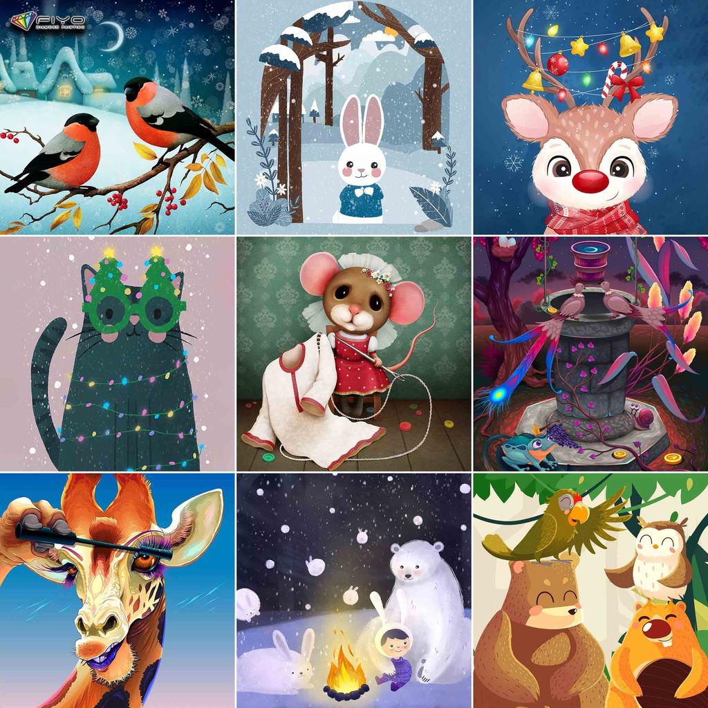 DIY Full Circle Diamond Painting Cross Stitch 3D Cartoon Animation Cute Animal Home Decorative Art Diamond Painting 5d Diamond Art Painting