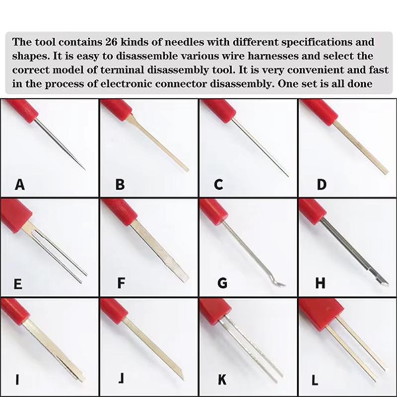 High Accuracy Metal Car Electrical Connector Pin Removal Tool with Not Slip Handle 26 Piece for Electrical System