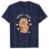 Modische Capybara Trage Rucksack Druck T-Shirt Lässig Kurzarm Grafik T-Shirt Unisex Locker Harajuku Shirt Honey Baby Oberteile