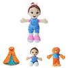 Entzückende Ms Rachel Plüschpuppe Weiches Spielzeug für Mädchen Lieblicher intelligenter kuscheliger Begleiter 30cm mit blauer Latzhose