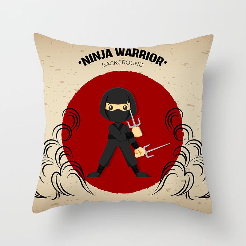 Japanese Ninja Character Digital Single-sided Printing Sofa Pillow Cushion Cover Home