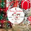 Personalised First Christmas Ornament 2025 - Bunny Rabbit Family Pink Blue Ceramic Hanging Tree Decoration Ornament Gif