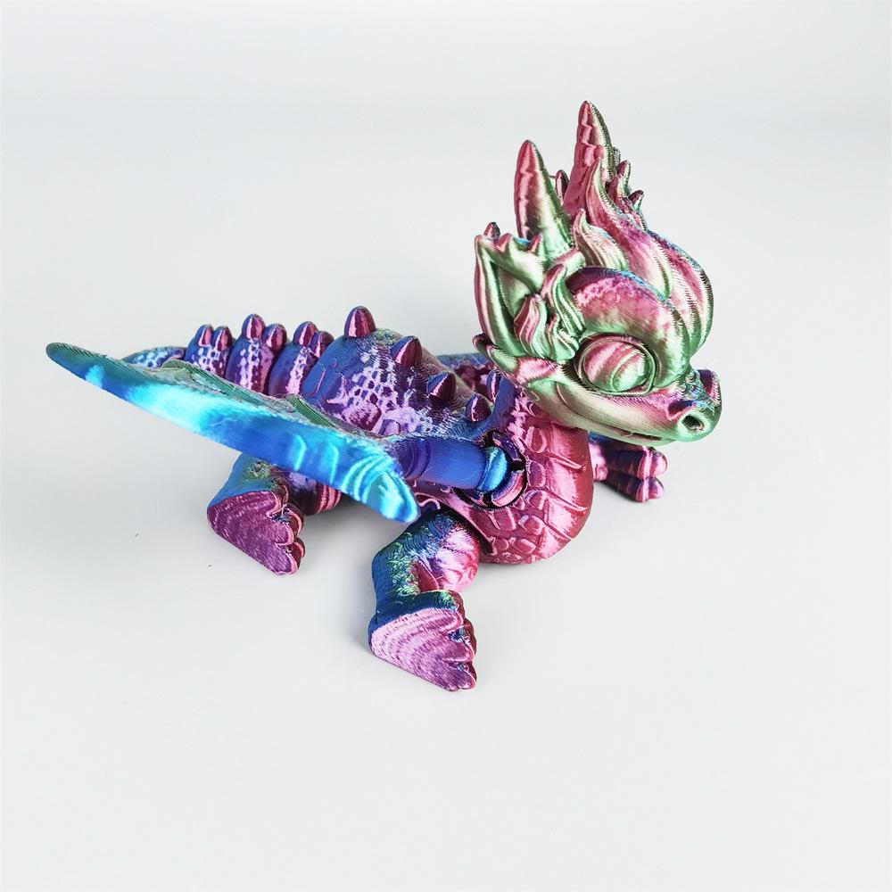 

Creative 3D Printing Winged Dinosaur Model Home Desktop Decor Small Ornaments Joints Movable Realistic Dinosaur Toy Gift