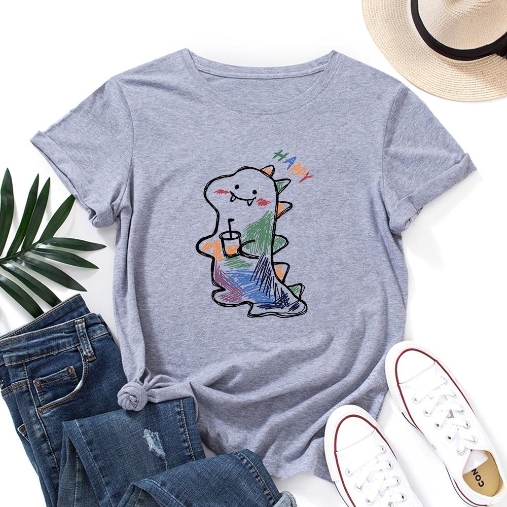 Женская футболка с принтом динозавра из мультфильма — фото 3