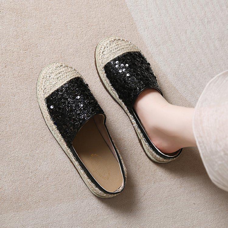 Sequin Woven Half Slippers Women's Summer Wear 2025 Comfortable Straw Fisherman Shoes Platform Lazy One Pedal Muller Shoes