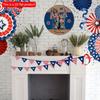 2D Flat 20*20cm1pc Freedom Memorial Theme Warrior Shoes and Flag Pattern Wooden Hanging Door Decor, USA Independence Day Blue Style Sign, Suitable