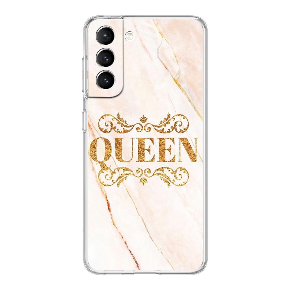 Rose Gold Pink Marble Queen Clear Phone Case For Samsung Galaxy S23 S22 5G S20 Ultra S21 FE 5G S10E S9 S8 S10 Plus Soft Cover