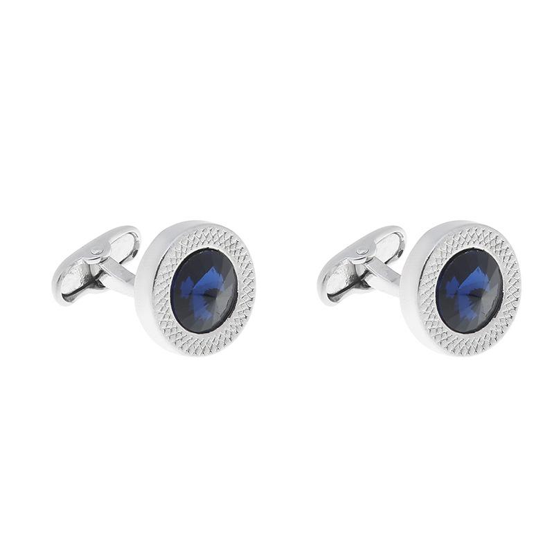 Shiny Black Blue Crystal Cufflinks for Men Business Suit Shirt Sleeve Button Wedding Formal Dress Cuff Link Best Gifts to Mens