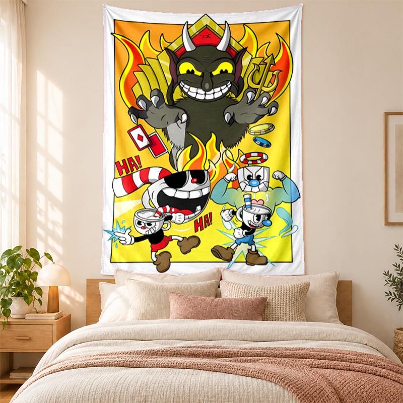 Cuphead Tapestry highquality for decorating living room bedroom dorm walls ideal as bedroom wallart orholiday gift