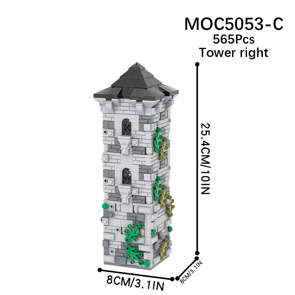 MOC Middle Ages Military Ladder Gate Siege Vehicle Watch Tower Building Block Battlefield War Street View Toys For Children Gift