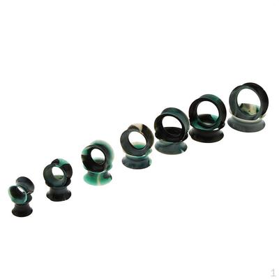 7 Pairs Colors Ear Gauges Body Jewelry Silicone Double Flared Tunnels , 5, 8-20mm