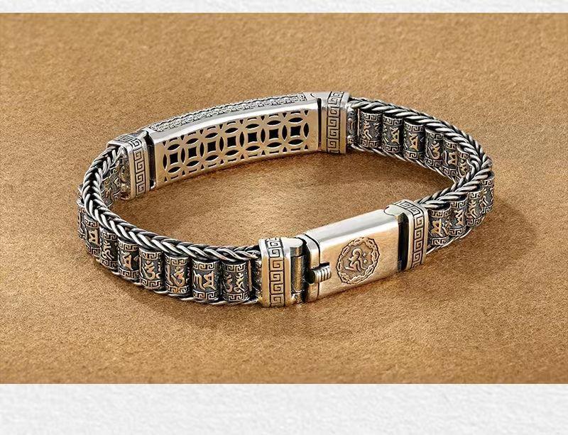 Lulu Tong Sechs-Zeichen-Mantra Herren Armband mit drehendem Zylinder und Perlen: Retro, High-End, Einzigartiges Persönlichkeitsdesign