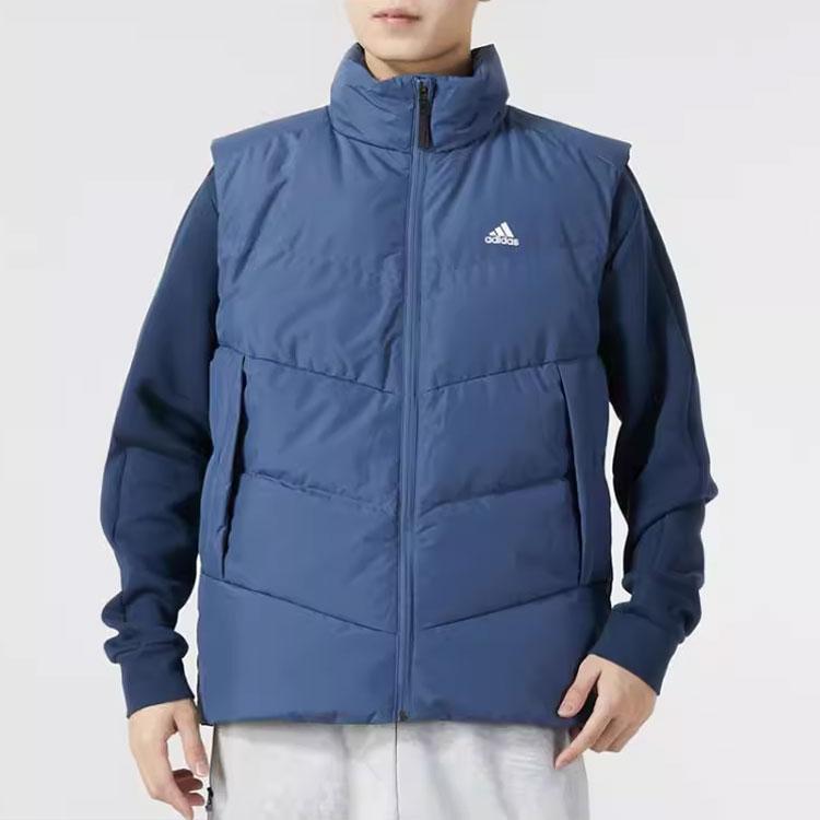 Adidas Tre Stripes Logo Ståkrage Dunvest Menn Vester Blå IS0370