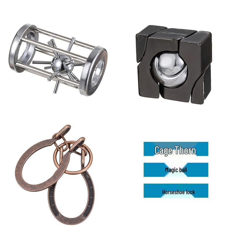 Kongming Lock Puzzle Set: Nine Interlocking Alloy Rings - Educational Disentanglement Toy