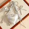 Miu Silver Heart Pu Keychain With Butterfly Bow Woven Rope For Fashion Accessories
