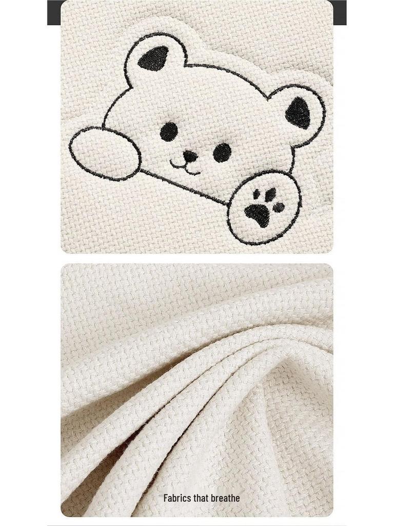 Cartoon Linen Car Seat Cushion – Universal Fit for Rear Driver Seat, Four Seasons