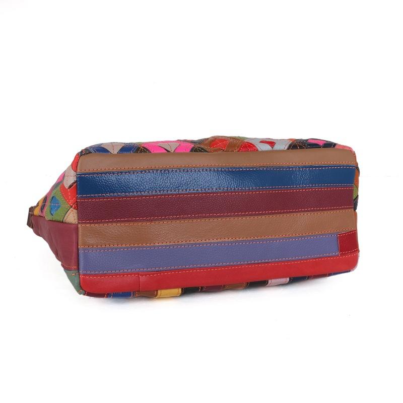 Bag Women'S Sheepskin Bag Personalized Ethnic Style Color Bag One Shoulder Crossbody Handbag Large Capacity Tote Bag