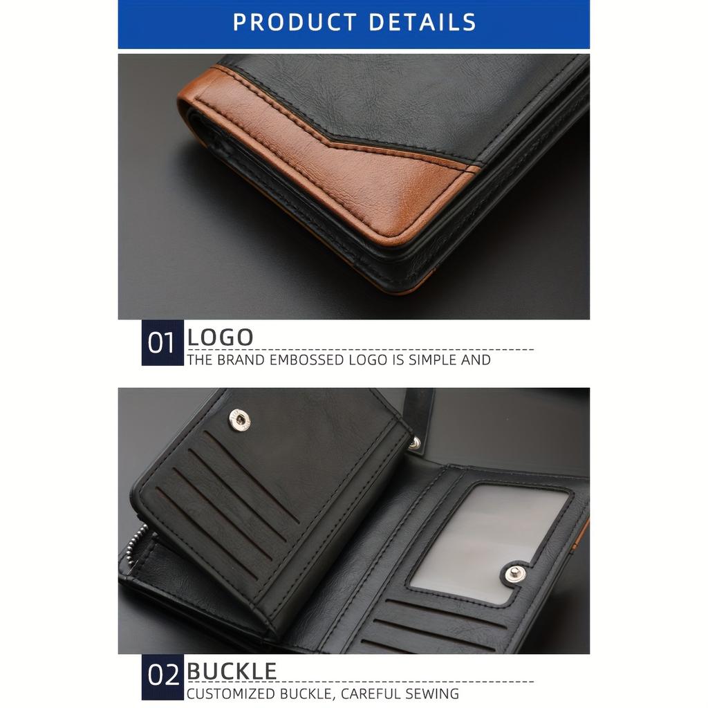 Vintage Herren Geldbörse Visitenkarten Münzbörse PU Leder Münzfach Kartenhalter Tragbar Reißverschluss Clutch Karten Geldbörse Kurz Lar