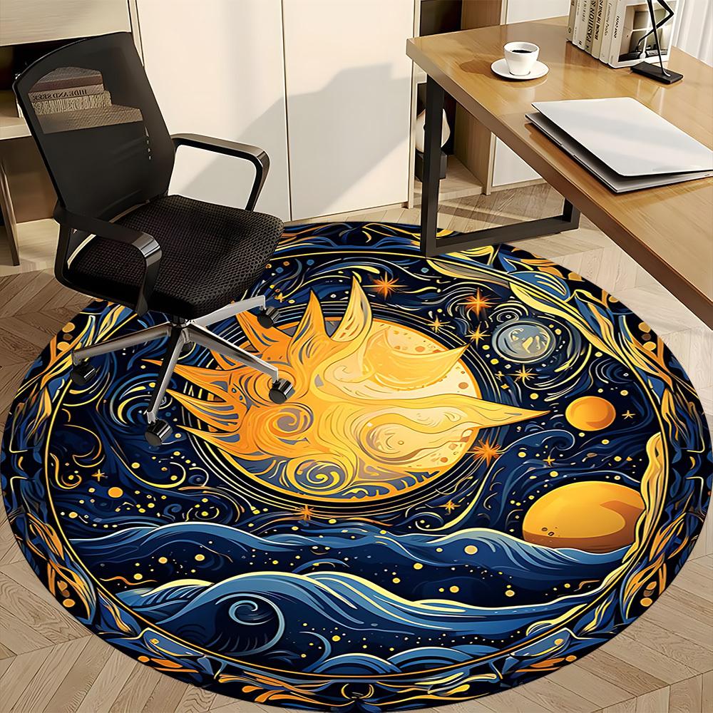 1pc Cosmic Office Round Area Rug, Under Office Chairs Bedroom Living Room Home Decor, Room Deco