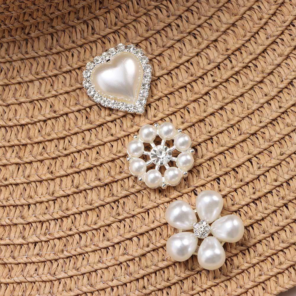 5PCS DIY Craft Crystal Hat Accessories Pearl Hairpins Headwear Accessories Rhinestone Buttons Pearl Button