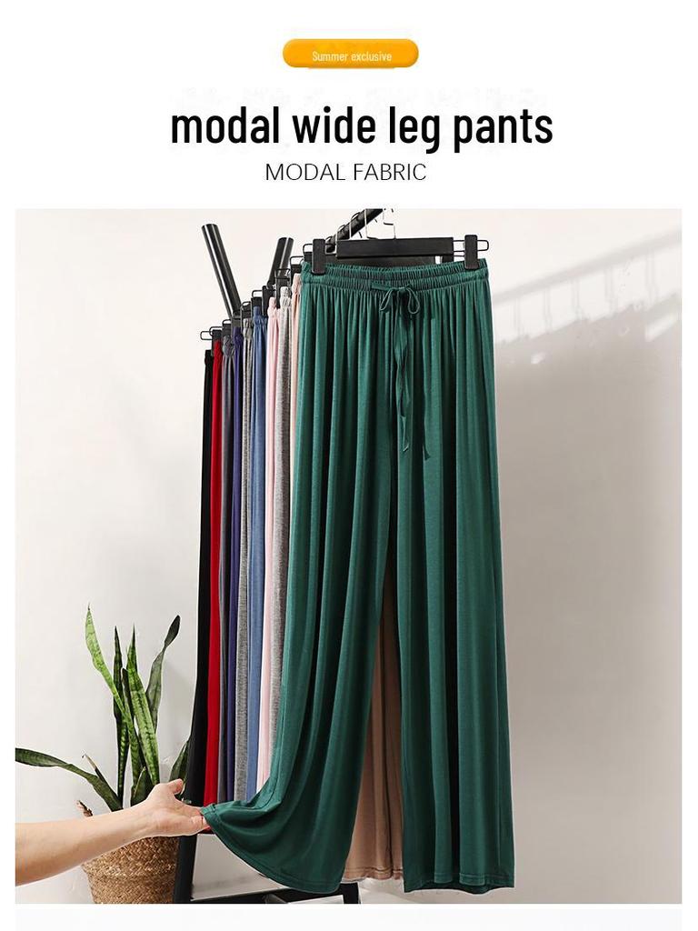 Pantalon large taille haute en soie glacée pour femme