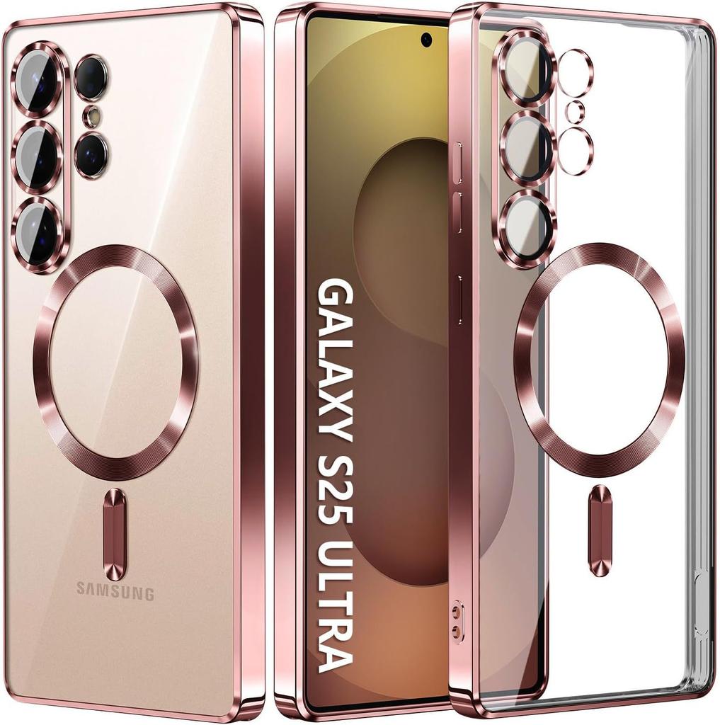 case for Samsung S26 S25 S24 S23 S22 S21 S20 plus ultra Transparent magnetic attraction protective case full coverage Dustproof