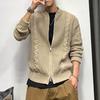 Fall Winter Men Sweater Cardigan Round Neck Knit Thick Elastic Long Sleeves Loose Warm Solid Color Zip-up Knitwear Daily Wear Sweater Coat