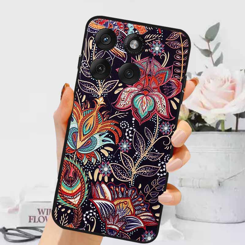 3D Emboss Cases For Edge 60 Fusion / Edge 60 Pro Relief Embossed Retro Silicone Back Cover For Edge 60 Stylus Black Funda 60 Pro