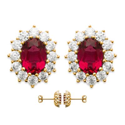 [R7467] - Gold Plated 'Victorina' Red Gold Earrings - 11x10 Mm