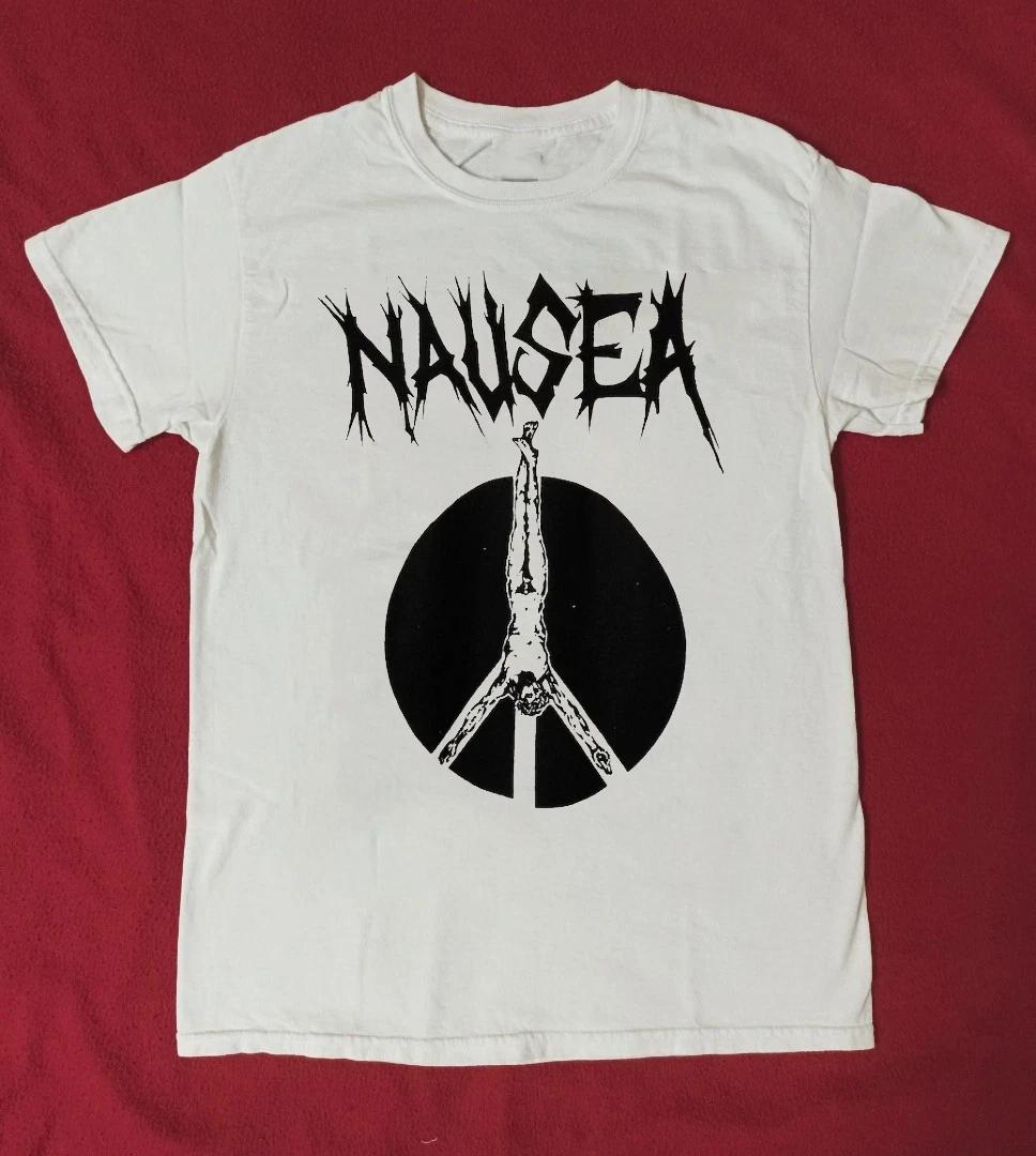Men s and Women s T-shirts Collection Nausea Band Short Sleeve Heavy Cotton White M