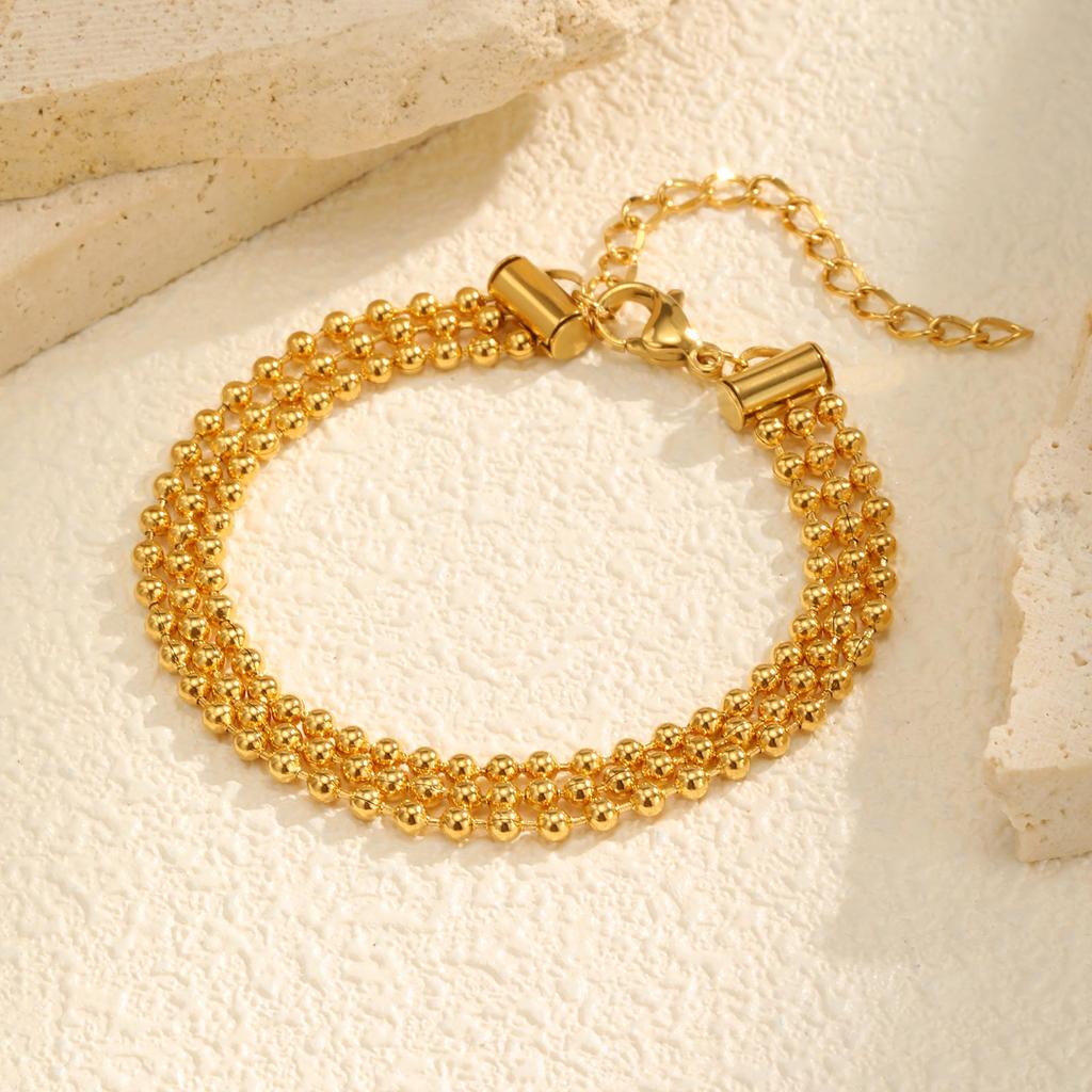 Classic Multi-layered Bead Chain Bracelet,Women's Stainless Steel Bracelets,Trendy Jewelry Mother's Day Gift