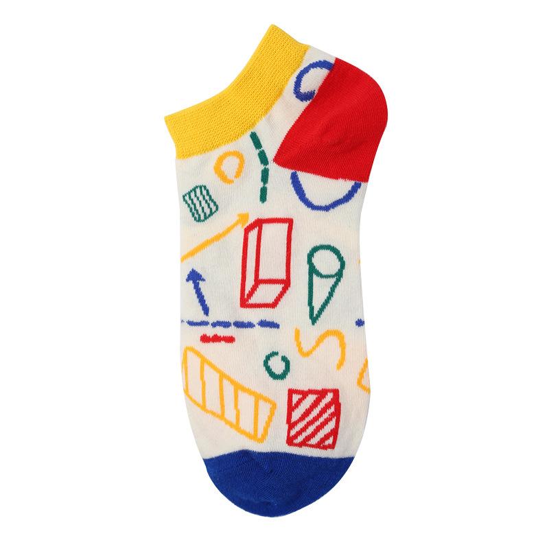40 Style Fashion Colorful Short Socks Men Cotton Novelty Oil Painting Animals Food Avocado Casual Funny Ankle Sox