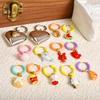 1Pair Dopamine Enamel Sweet Heart Cute Bee Flower Girl Aesthetic Aretes Funny Food Cake Gothic Star Hoop Earrings Jewelry