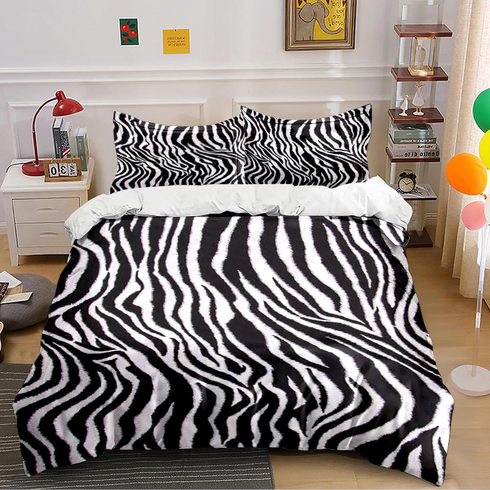 Zebra Print Black and White Bedding Set Bedding set (1 duvet cover, 2 pillowcases, duvet not included)
