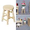 Wood Stool Toy Figure Model Realistic Vintage Realistic Doll House Pretend Girls Gift Vintage Realistic Round Top Stool