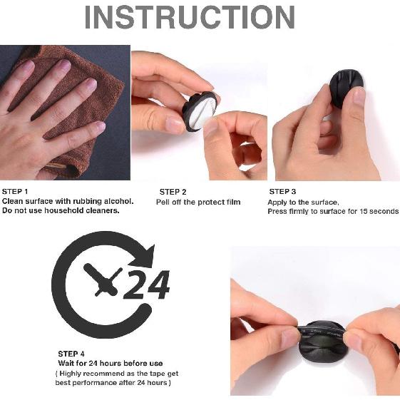 OHill Desk Cable Management Cord Organizer, 16 Pack White Self Adhesive Cord Holder Cable Clips, Ideal Cable Organizer Wire Keeper for Desk,