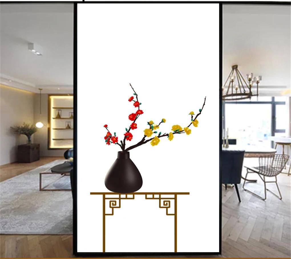 

Static Cling Decorative Windows Film Privacy Beautiful Vase Stained Glass Window Stickers Frosted Window Cling Tint 61 (as the picture,40x60cm WxH)