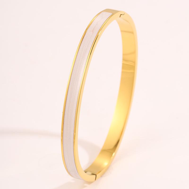 Titanium steel bracelet, oil dripping ring set, simple enamel bracelet, girls' high-end DIY ring, non-fading bracelet.