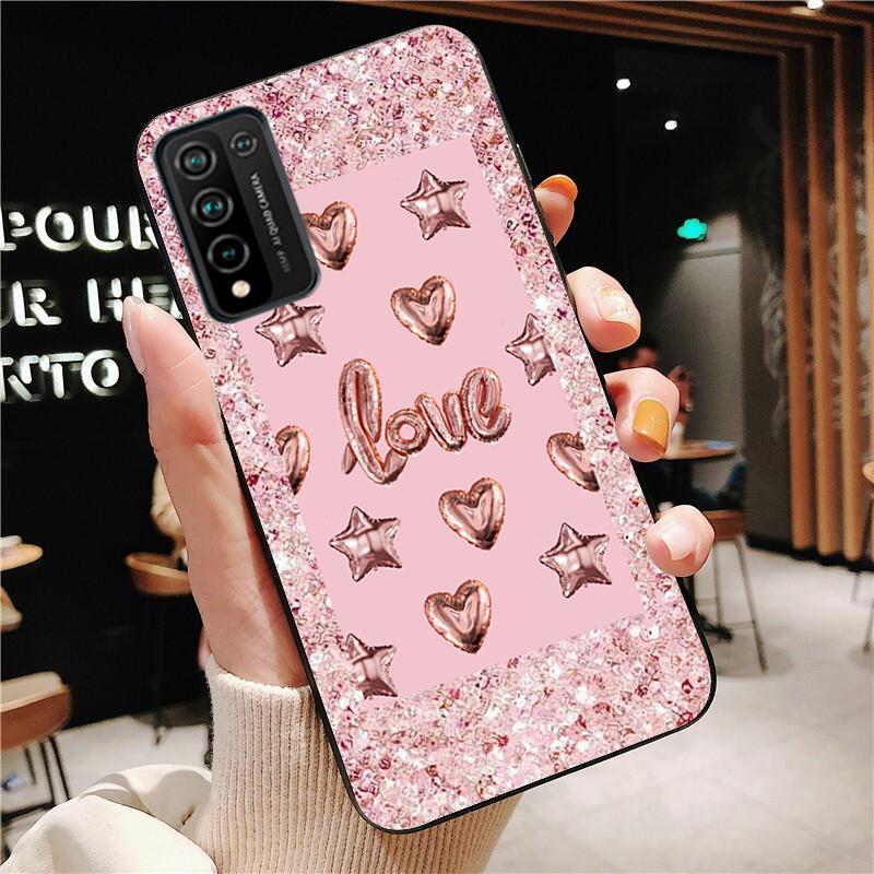 Rose Gold Diamond Love Heart Phone Case for Huawei Honor 50 10X Lite 20 7A 7C 8X 9X Pro 9A 8A 8S 9S 10i 20S 20lite 7X 10 Lite
