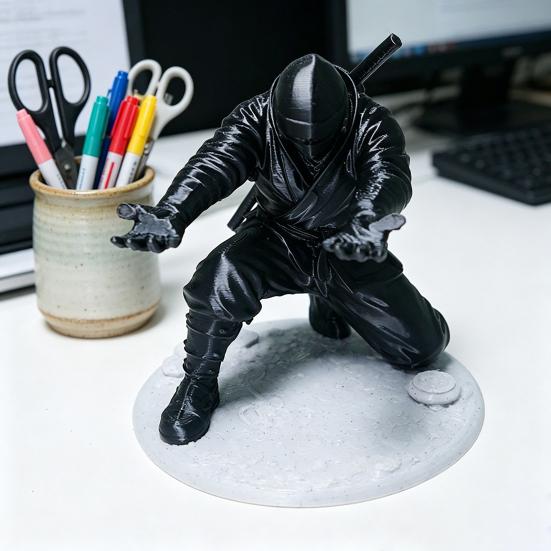 Ninja Pen Holder for Desk Kneeling Ninja Samurai Pencil Holder 3D Printed Pen Holder Gift for Boys Students Office Workers