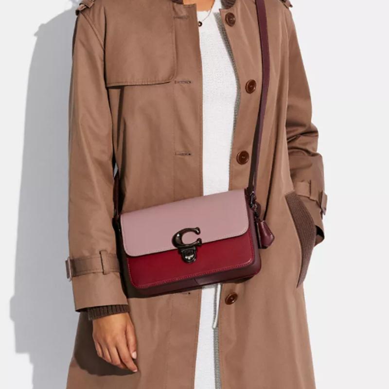 Coach Studio 25 C Logo Flap Fashion Versatile Leather Crossbody Shoulder Bag Large Women Bags Pink C6638-V5PMC