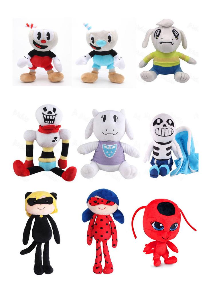 Premium 2 Pieces Set Of 10 Inch Cuphead And Mugman Plush Toys With Cozy Mecup And Brocup Designs