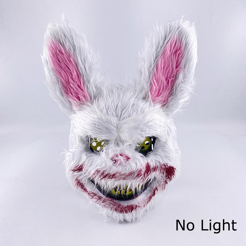 Halloween Horror Bloody Head Cover Mask Led Multicolor Rabbit Cosplay Face Mask Halloween Carnival Costume Headgear Props